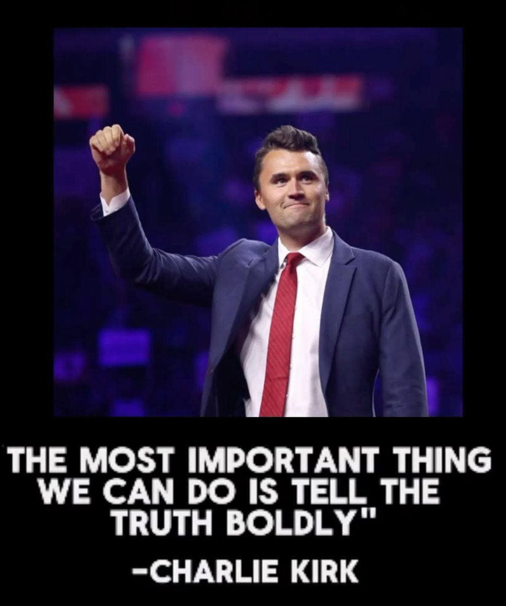 SandraXFreedom's tweet photo. "The most important thing we can do is tell the truth boldly."
~Charlie Kirk, Turning Point, https://t.co/sgrUidYU3B