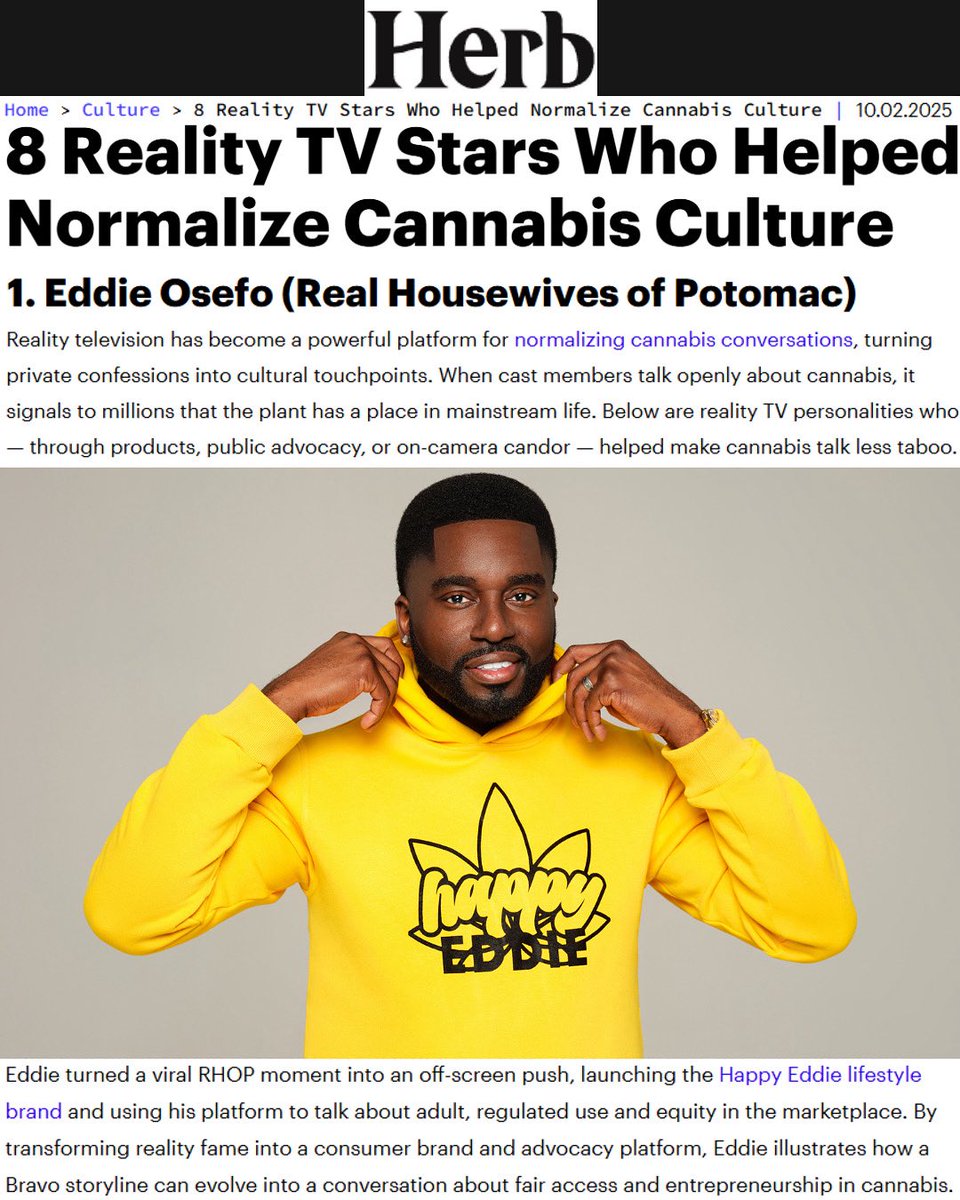 Thank you @herb for recognizing @Happyeddie__ on this list 🙏🏾📈. Baby steps to shift the culture forward 💪🏾

#MakeHappyAHabit #HappyEddie #BuildingABrand #RHOP 

herb.co/news/culture/r…