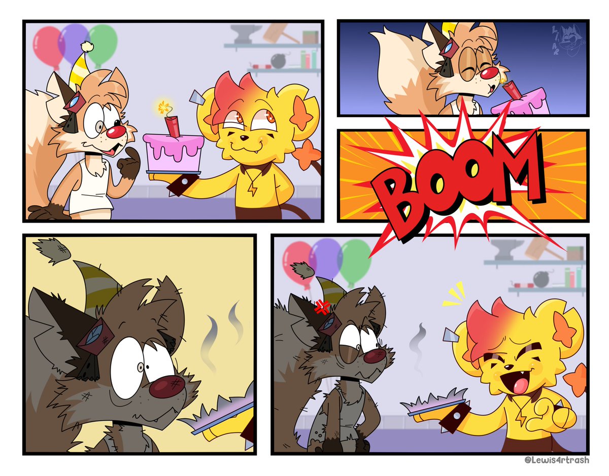 Un explosivo regalo de cumpleaños hecho por <a href="/Lewis4rtrash/">Lewis Raccoon 🦝</a> e ideado por <a href="/DaWoozywicho/">Woozywicho</a>, muchas gracias aksgrd.