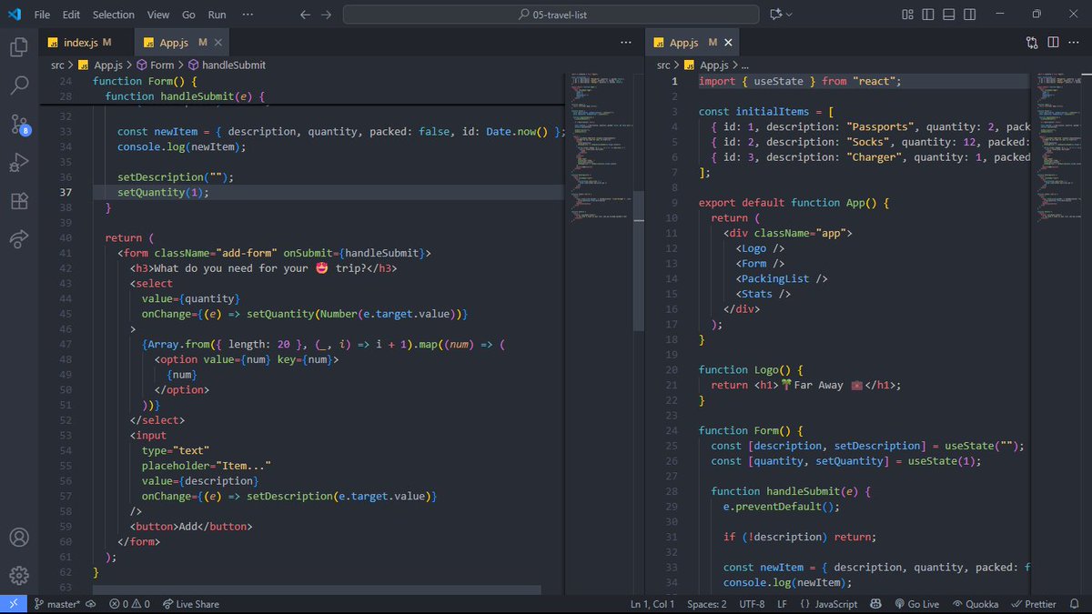 _joseDev_'s tweet photo. Yesterday and Today’s grind💻
~ Completed a Date Counter challenge
~ Started a new project: The Far Away
~ Built the layout &amp; rendered items with props
~ Learned form handling with useState()
~ Understood controlled components
~ Finally nailed the difference between state &amp; props https://t.co/YCs0kq2J8n