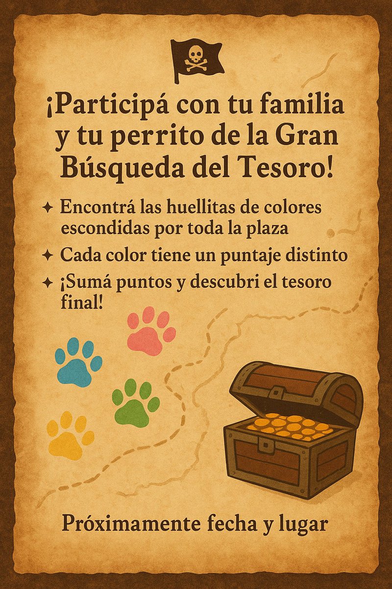 #Rawson Se viene #LaBusquedaDelTesoro participa la familia con sus perros, deben buscar las huellas escondidas que tienen puntajes,  sumas puntos  y ganas !!! Inscripción previa Organiza Fundación Patitas Rawson