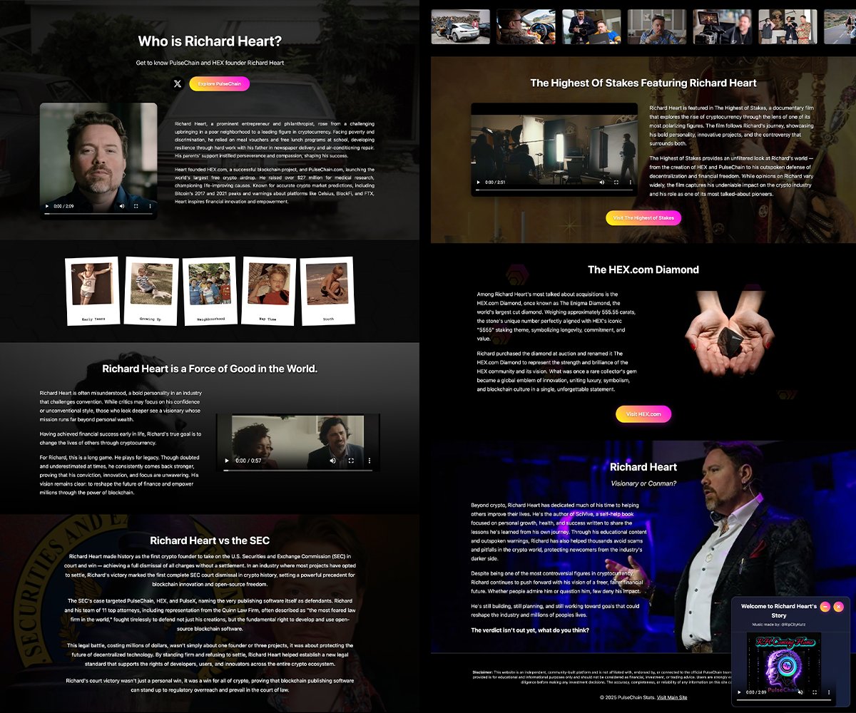 PulseChainStats's tweet image. Happy Birthday Richard Heart!

We made you a Birthday present!

Since the official RichardHeartWin site was taken down we built you a community replacement for your birthday!

We hope you have an awesome day and our gift finds you @RichardHeartWin 

pulsechainstats.com/richardheart/