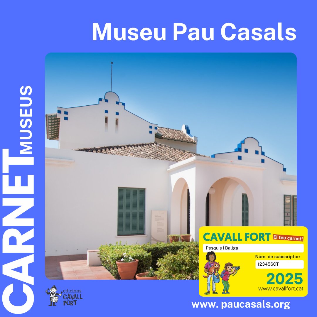 La casa del Vendrell on va viure Pau Casals s’ha transformat en un museu dedicat a la vida i l’obra d’aquest gran músic, la @paucasals_fund. Aneu-hi amb #carnetCavallFort i tindreu una entrada gratuïta per als subscriptors menors d’edat que vagin acompanyats d’un adult.