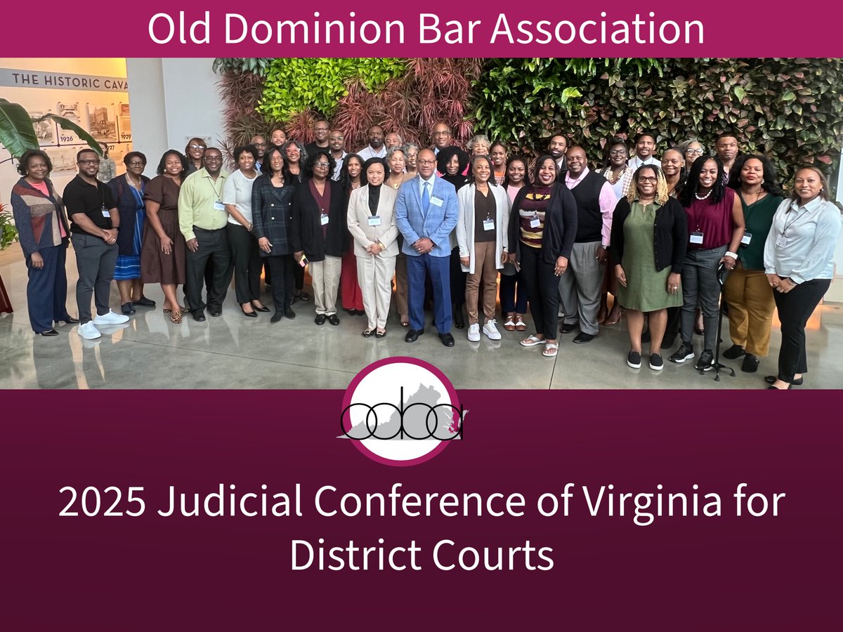 On the 2nd day of the Judicial Conference the District Court Judges of the ODBA posed with the Chief Justice of the Va Supreme Court, Hon. S. Bernard Goodwyn, during his final Conference.  He will be fondly remembered for his leadership, guidance &amp; support of the Va Judiciary👨🏾‍⚖️👩🏾‍⚖️