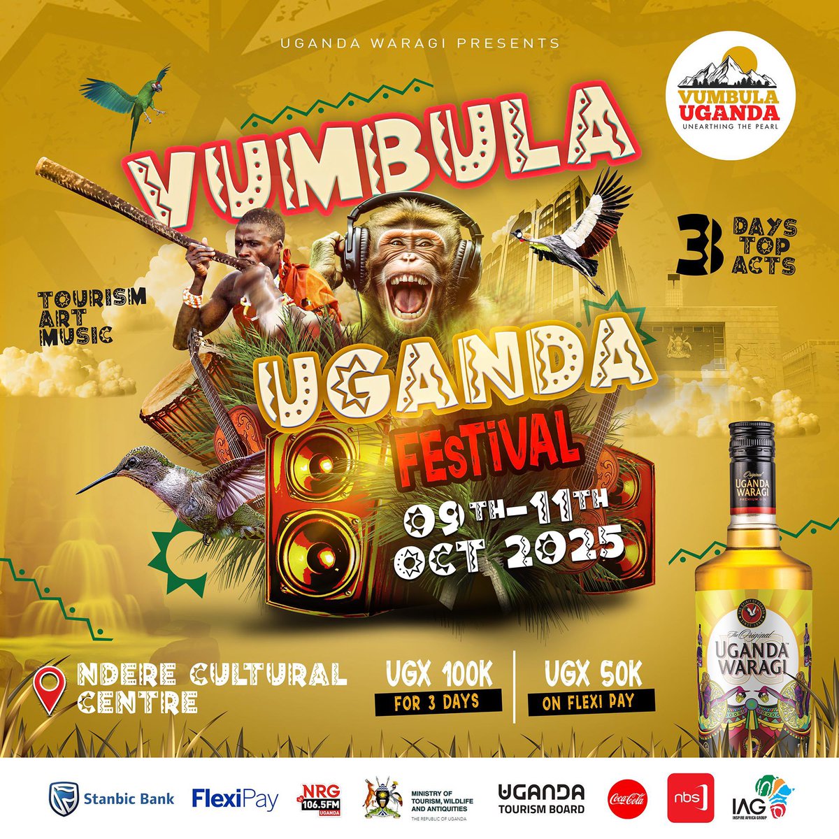 It’s Vumbula day🌟 Head over to Ndere Cultural Centre today for a blast of Ugandan culture, music, dance ,Fashion Runway and  community vibes! 🇺🇬🎶 see there
#lam my culture 
 #VumbulaUgandaFestival #NdereCulturalCentre