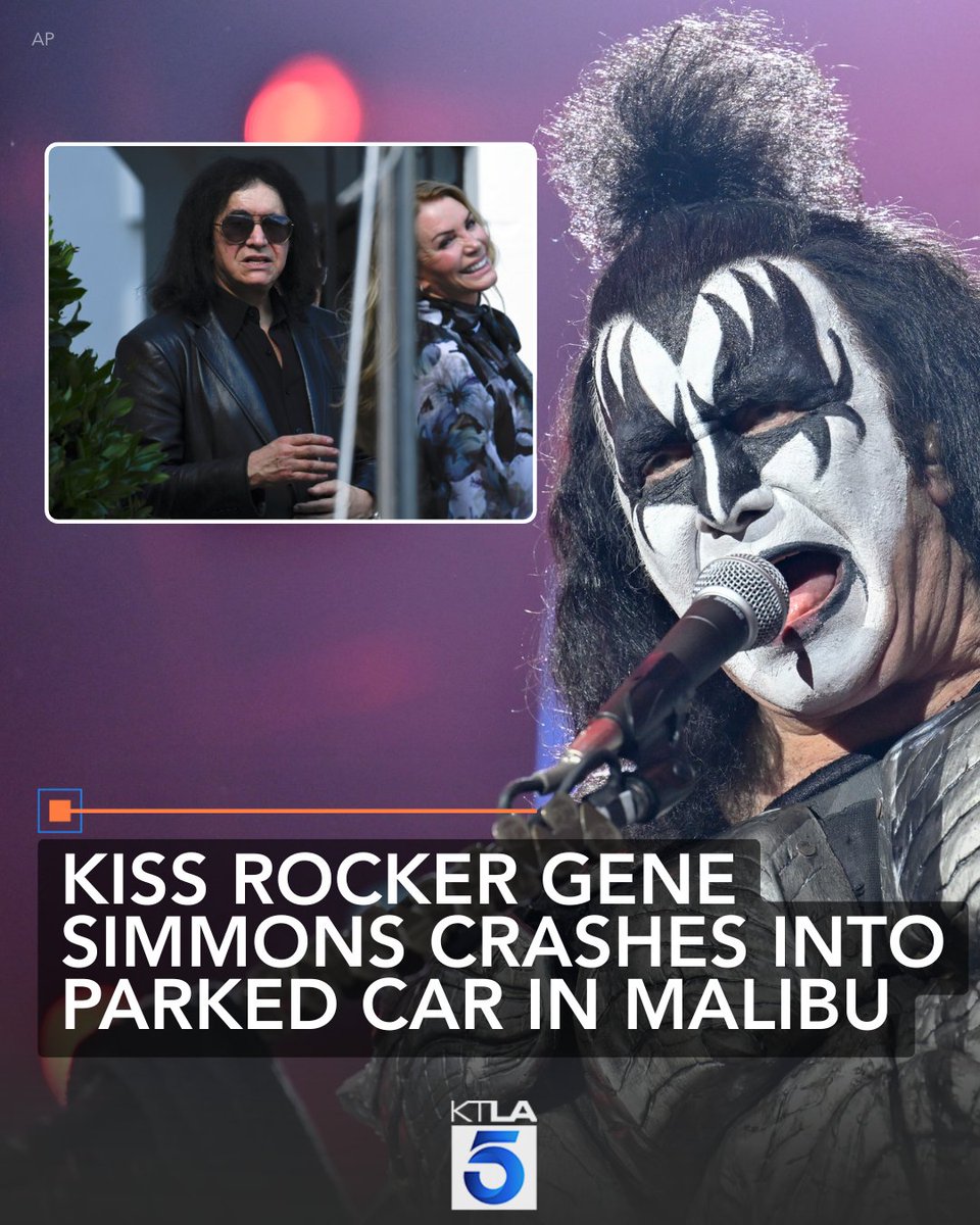 KTLA's tweet image. KISS co-founder Gene Simmons is said to be doing “fine” after crashing his SUV into a parked car along Pacific Coast Highway in Malibu. What we know: ktla.com/news/local-new…