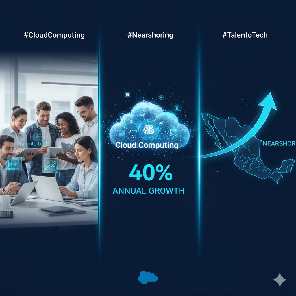 ECRA's tweet image. ¿Por qué México? 🇲🇽 Es el 2do mercado más GRANDE para Salesforce en LatAm y la región crece 40% anual en la nube pública. Talento, nearshoring y un mercado sediento de digitalización son clave. ¡La era de la nube e IA llegó para quedarse! ☁️🤖 #TalentoTech #Tecnología