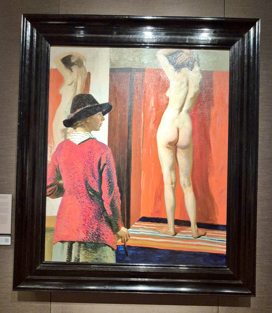AlabasterMiss's tweet photo. As a teenager at art college #DameLauraKnight was forbidden to attend life drawing classes because she was a woman, & it was considered improper. She had to draw casts of classical statues. In this controversial self-portrait, #LauraKnight painted herself with live nudes. https://t.co/IcyADhifoI
