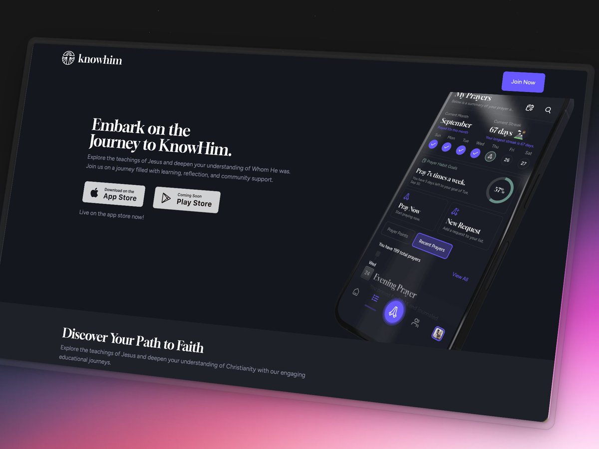 design_nocodeio's tweet image. Finally working on tweaking our original landing page for the @knowhimapp -- diving into many more updates this week and next.
Honing in on our target users and looking to ramp this up.