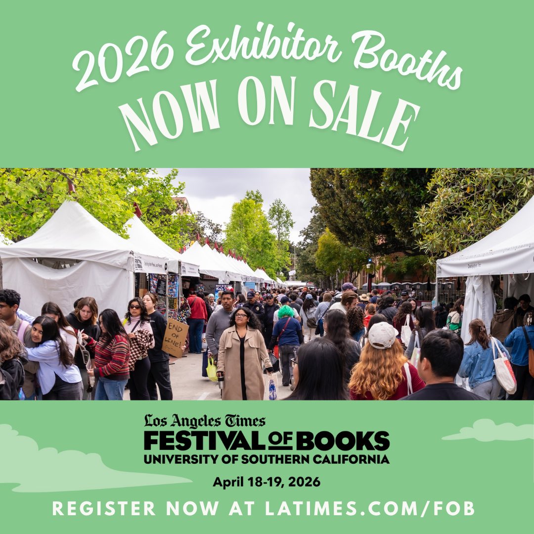 Let’s do this #LA! Registration is now open for #Bookfest 2026 Exhibitor Booths. Head over to our website to sign up before they sell out! ICYMI: The <a href="/latimes/">Los Angeles Times</a> Festival of Books returns to @uscedu on April 18-19, 2026. 📚💕

Many stories. One weekend. We can’t wait to do it all