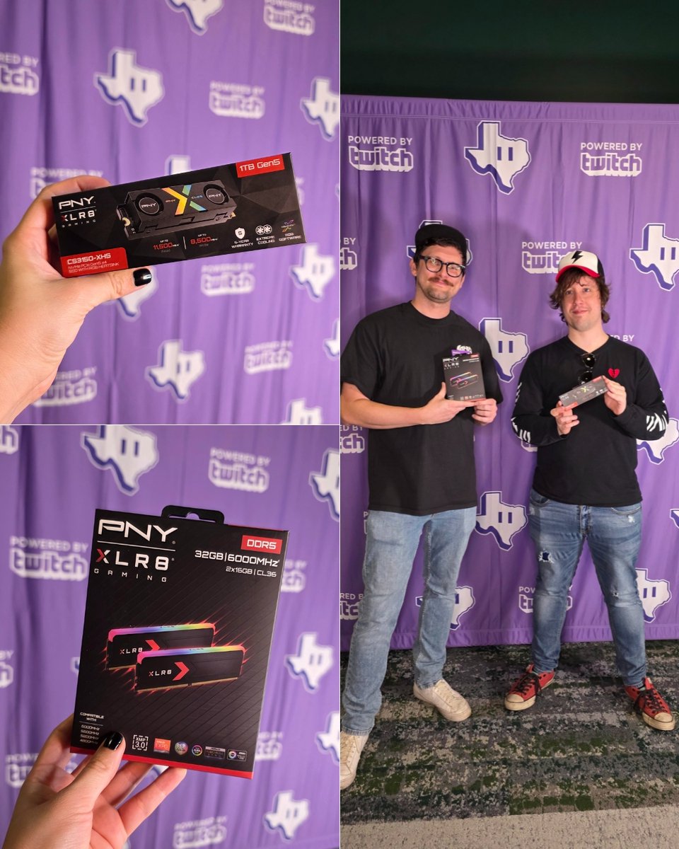 Good times, great company, and some lucky winners left with awesome prizes at the <a href="/TwitchTexas/">Stream Texas</a> 10 Year anniversary meet up!
Headed to TwitchCon? Swing by the PNY booth - we’ve got more surprises in store and we’d love to meet you! 💜