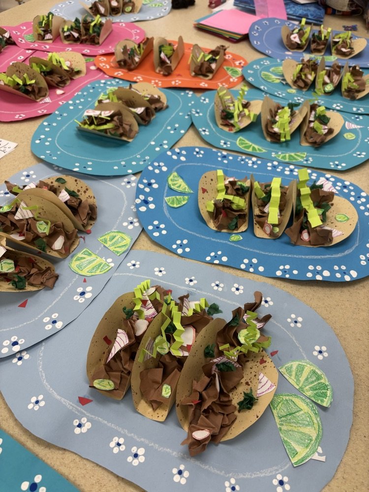 Look at this delicious artwork created by our artists with Ms Hicks! 🌮 #HispanicHeritageMonth #BelongGrowSucceed #teamTyler