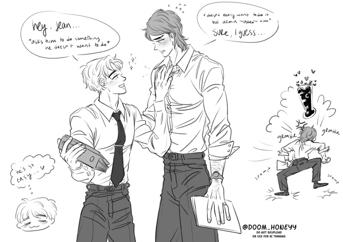 DS @/ilovedragons03 said one time that jean loves his chest touched and armin figures out he could make jean do anything if he did that and. its true 💯✨ jean stop being so dramatic ur heart is doki doki rn | #jearmin