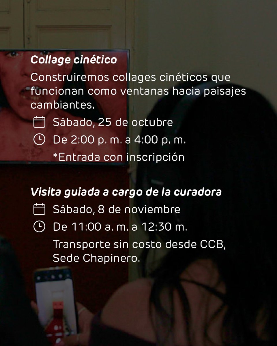 programaARTBO's tweet image. No te pierdas la programación de 𝘐𝘮𝘢́𝘨𝘦𝘯𝘦𝘴 𝘲𝘶𝘦 𝘩𝘢𝘣𝘪𝘵𝘢𝘯 𝘭𝘰 𝘱𝘰𝘴𝘪𝘣𝘭𝘦, exposición curada por Paola Peña. Contaremos con talleres, charlas y visitas guiadas que invitan a reflexionar sobre las relaciones entre cuerpo, territorio, historia y pensamiento.
La…