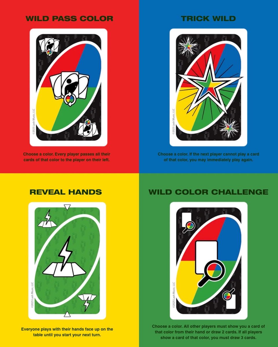 billieeilish's tweet image. Billie’s UNO Add-On Pack is now available! Add the pack to your existing UNO deck for custom rules curated by Billie. Shop here: billieeilish.lnk.to/unoaddonpack