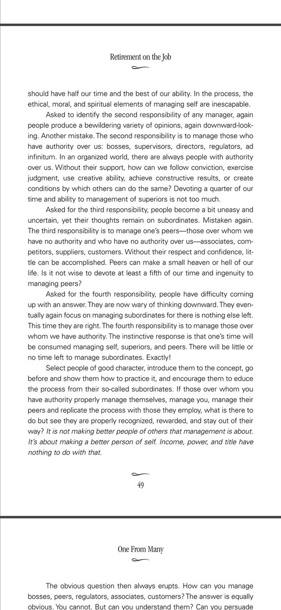 qorprate's tweet image. thinking about these four pages on leadership from Dee Hock&apos;s book &quot;One from Many&quot;. they&apos;ve stuck with me for years. rest in peace @deewhock