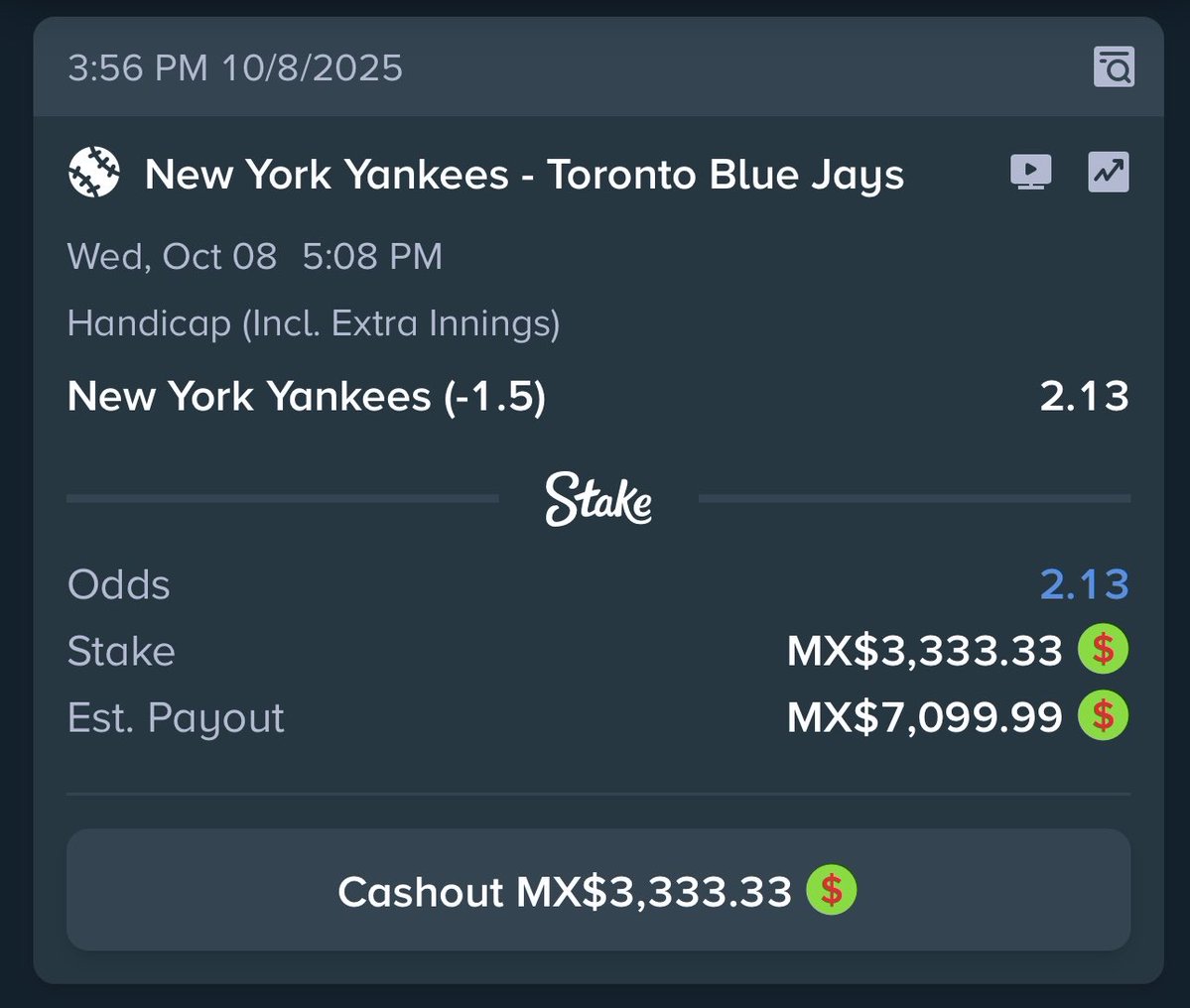 Tipsperrones365's tweet image. Free pick del dia🐶

REGRISTATE AQUÍ 👉🏼 stake.com/?c=kfoue7Nx&amp;amp;of…
CÓDIGO: PERRONES

Regístrate en @Stake deposita $400Mx y te regalo otros $400Mx por el primer depósito🫡

SI SE GANA SE VAN $222 ENTRE LOS 🔁❤️