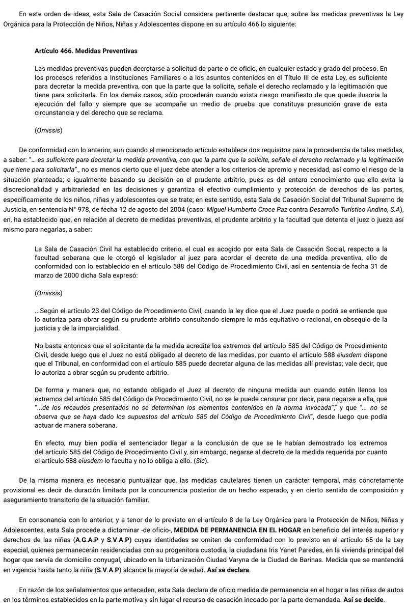 Sentencia N° 329 del 13/08/2025
Sala de Casación Social <a href="/TSJ_Venezuela/">TSJ Venezuela</a>  Partición y liquidación de bienes de la comunidad conyugal. Divorcio. MEDIDA DE PERMANENCIA EN EL HOGAR se mantendrá en vigencia hasta tanto la niña alcance la mayoría de edad. 🦉📝 historico.tsj.gob.ve/decisiones/scs…