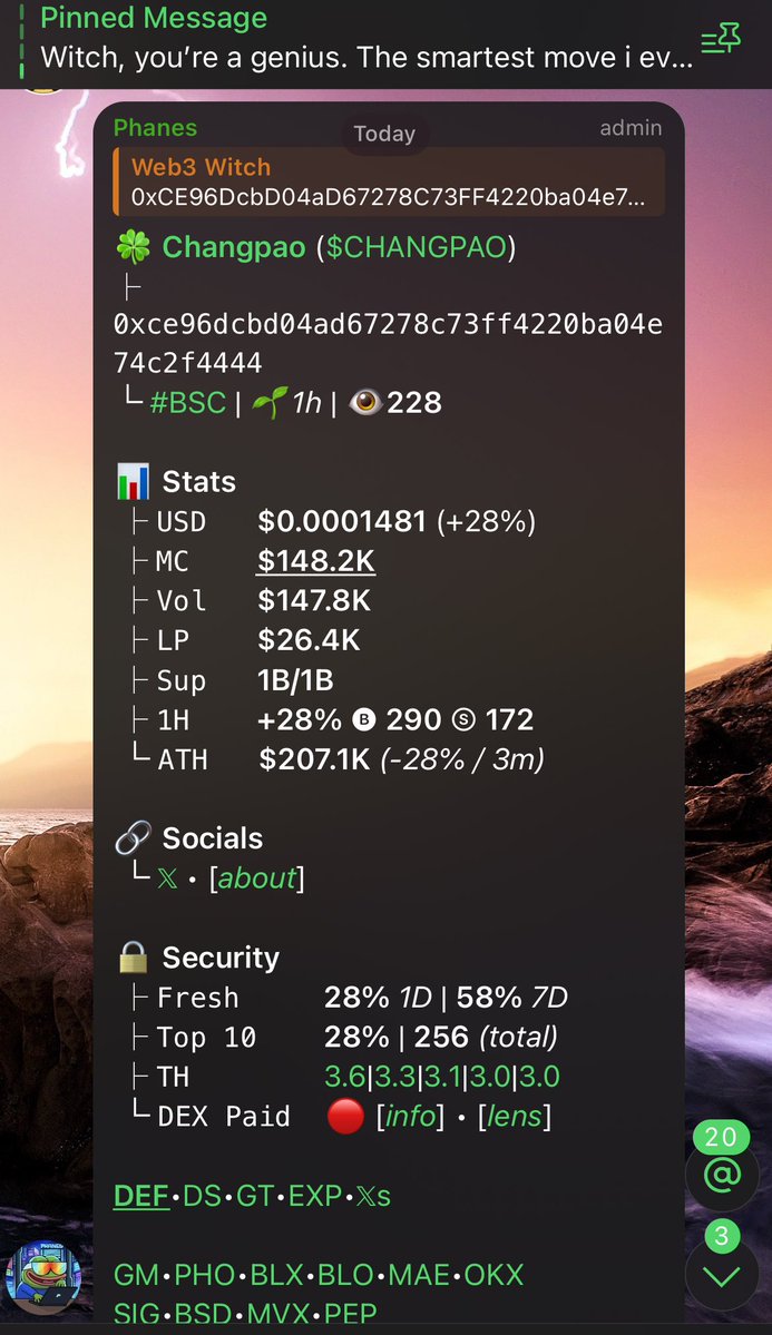 Web3_Witchh's tweet image. Aped $CHANGPAO early 👀
The chart looks clean and setup’s giving that pre-run energy 
CA: 0xce96dcbd04ad67278c73ff4220ba04e74c2f4444
Don’t sleep on this one — entries here could age beautifully.
Join my TG to catch plays early 👉 t.me/Web3_Witchh
#Solana #Crypto #Degen