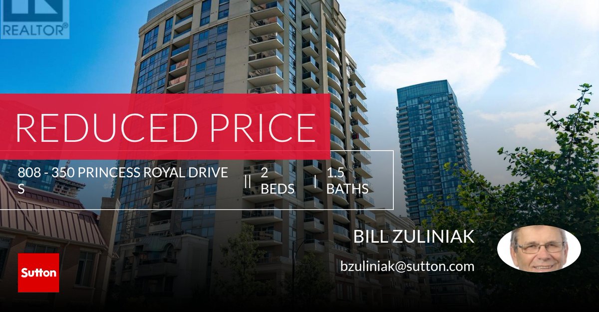 zuliniaksmith's tweet photo. 📍 Reduced Price 📍 This recently reduced home at 808 - 350 Princess Royal Drive S in Mississauga (city Centre) won't last long, so, don't wait to set up a showing! Reach out here or at  for more information! https://t.co/Oivx9DNIRY https://t.co/lGp8qmrur0