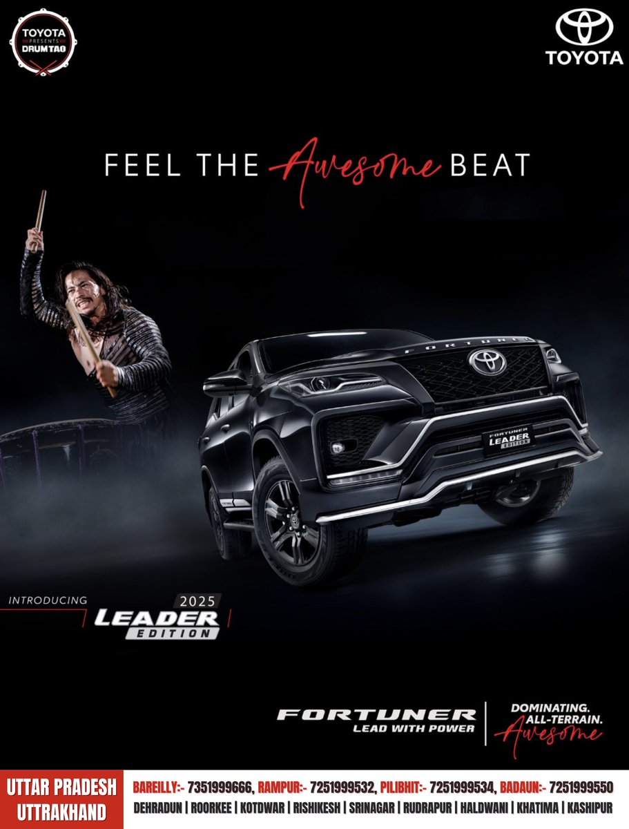 TrustToyota's tweet photo. The All New Toyota Fortuner 2025 Leader Edition!
.
For details Visit Trust Toyota Dehradun
Contact : +91 7253888555

#toyota #fortuner https://t.co/T7cM8DFTqu