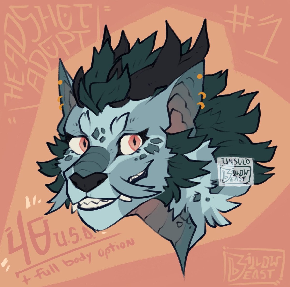 I am gonna be doing some headshot adopts! Here is #1 - a dragon of course ✨ 40 flat price, 110 for full body addition