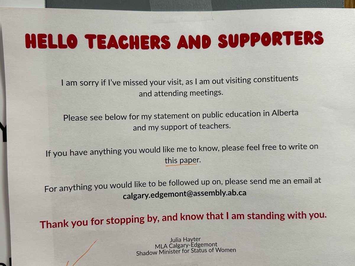 NDPJulia's tweet image. 🙏🏻 teachers for stopping by my office &amp;amp; advocating for students learning. 

The @albertaNDP wants to hear your voice and stories on how the UCP should be funding Public Education. 

#AbEd #FundPublicEducation #RedForEd @nenshi #Ata