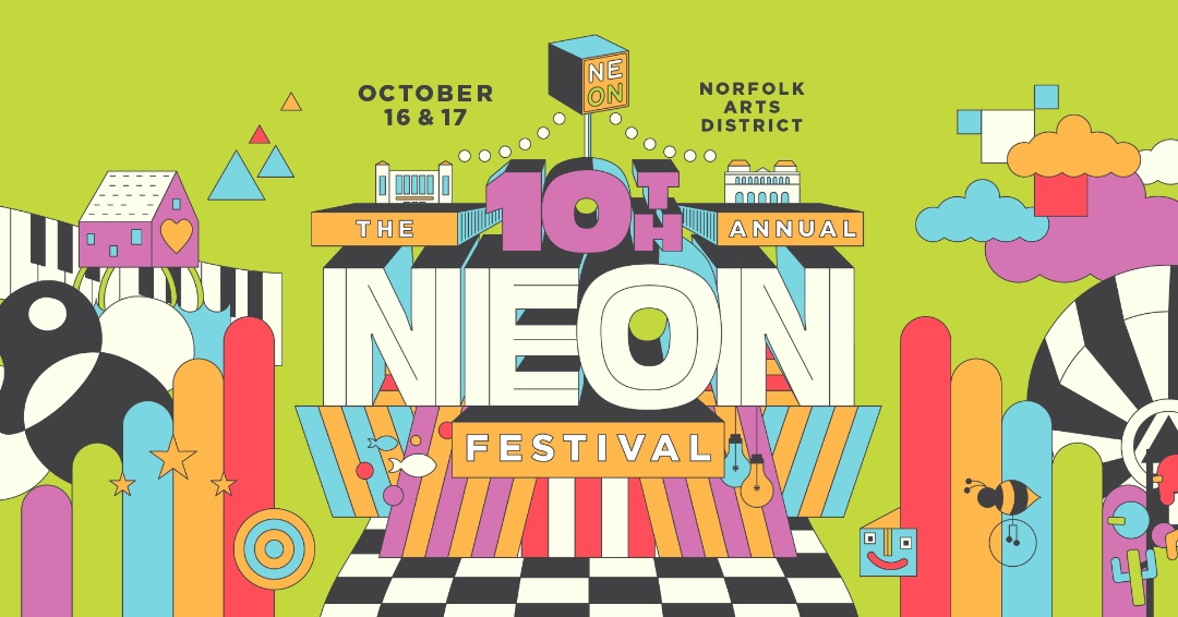 By year eight, NEON Festival was Norfolk’s creative pulse featuring murals, glass demos, opera, DJ sets, fashion, graffiti, and “Tsenacommacah” by Pamunkey artists.

The 10th Annual NEON Festival lands October 16–17.

More info: neonnfk.com/festival
