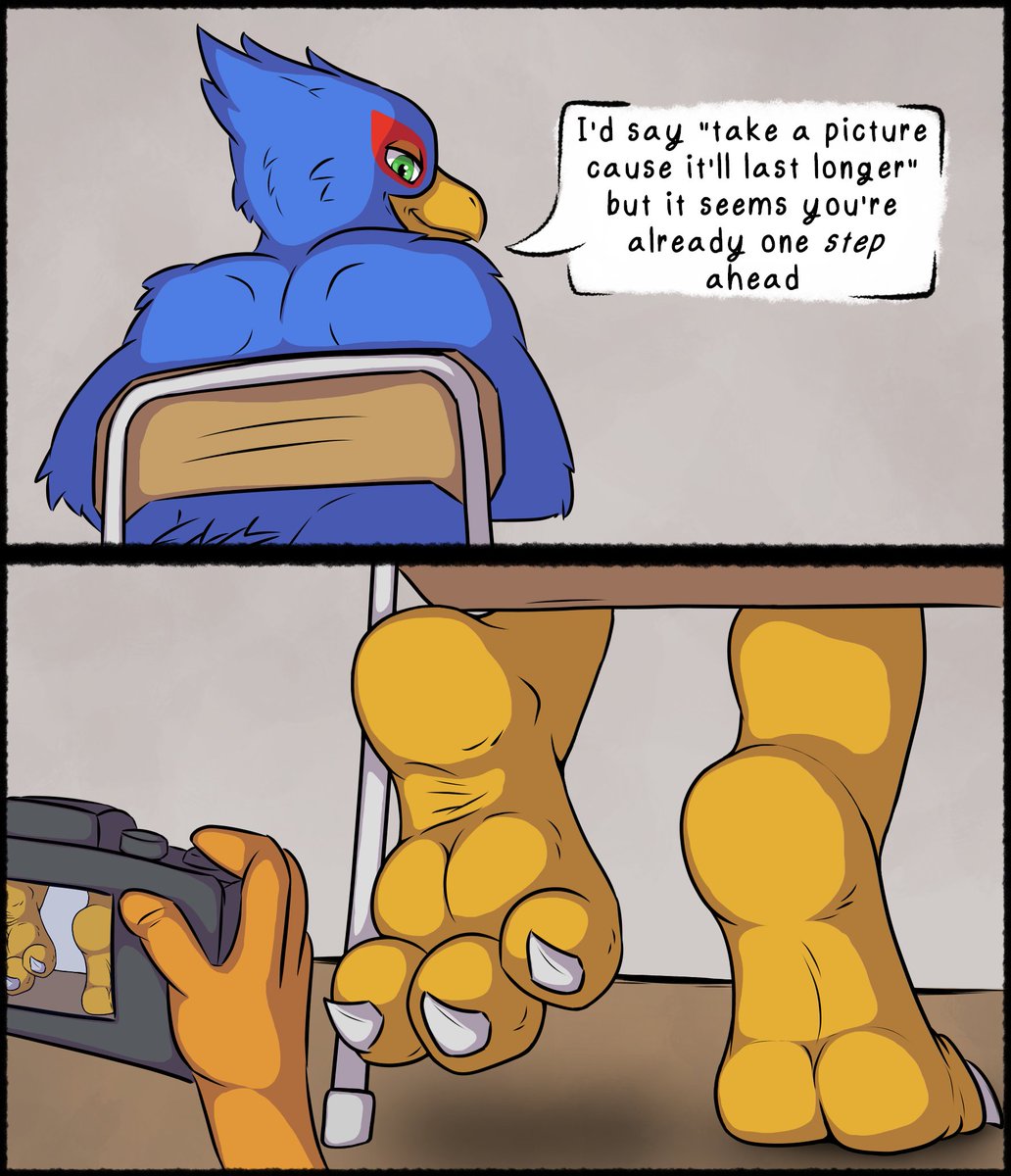 KiwiFizz56's tweet photo. Fox McCloud is once again trying to get up close and personal with Falco's feet but he's not doing a very good job at being sneaky about it https://t.co/p3ENIUgJ1M