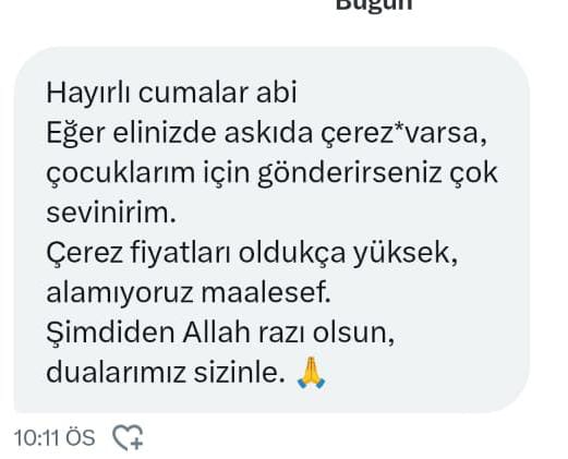 Ara ara mesajlara bakıyorum acaba sipariş veren var mı diye ama yok belki Rt ederseniz gören olur sipariş veren yada çocuklar için askıda çerez bırakan olur..

#dayanismasart 
#khklilartakipleşiyor