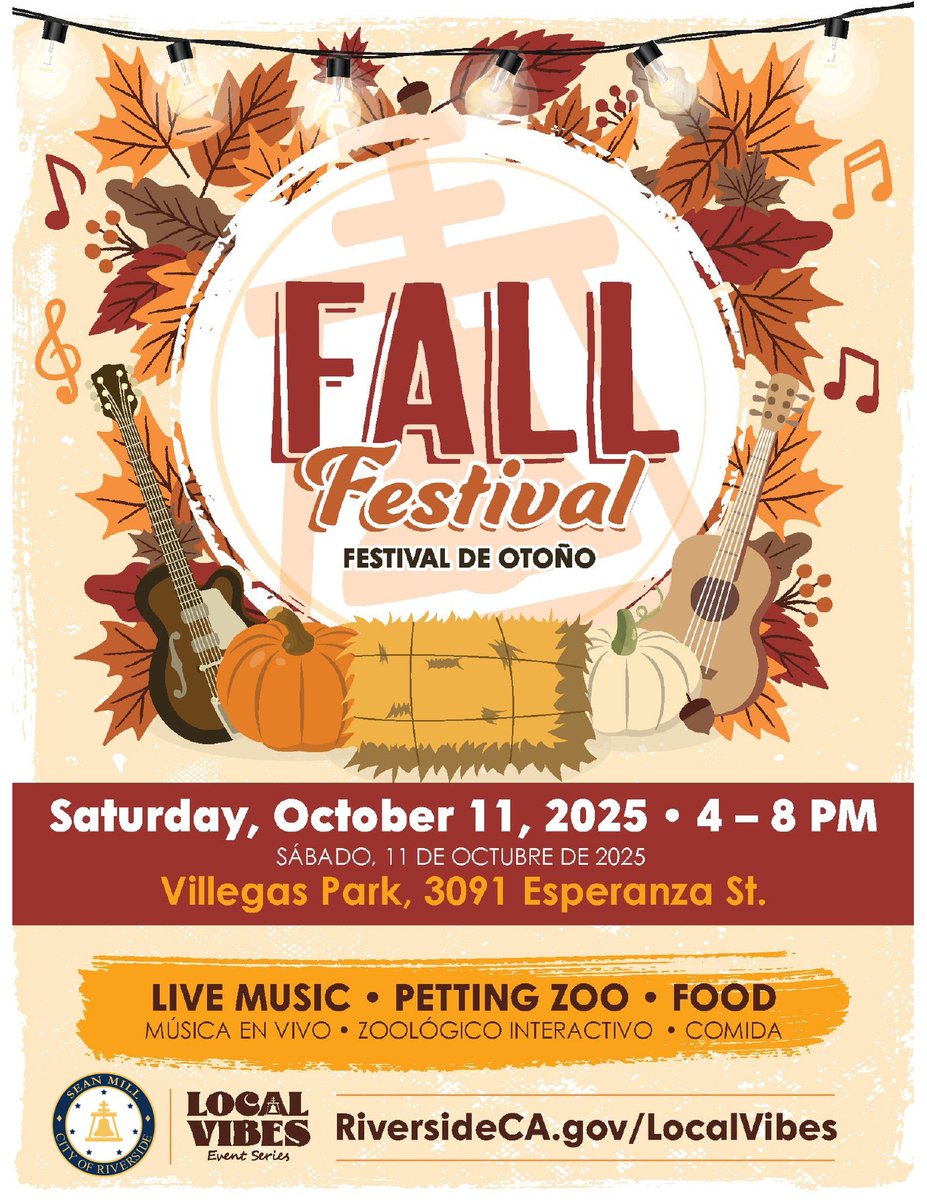 📢Stop by the Habitat for Humanity Riverside booth this Saturday

​🍂Fall Festival at Villegas Park
📅SAT., OCT. 11 • 4:00-8:00 PM
Live Music • Petting Zoo • Food 

RiversideCA.gov/LocalVibes
