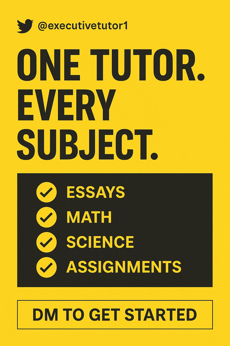 executivetutor1's tweet image. Busy week ahead?
✔️ Homework
✔️ Science
✔️ Math
✔️ Online lessons
Get expert help on time.