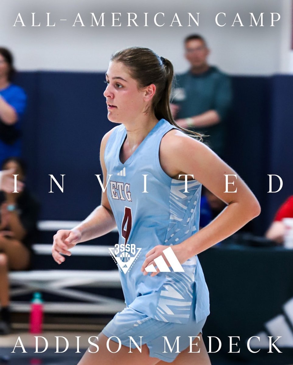 ETGmwgbb's tweet image. 🔥 Big Time Congrats to @MedeckAddison on being selected for the @3SSBGCircuit All-American Camp this weekend in California! 🌴🏀

Your hard work and dedication continue to pay off — can’t wait to see you represent and compete with the best! 💪  #3SSB #AllAmericanCamp