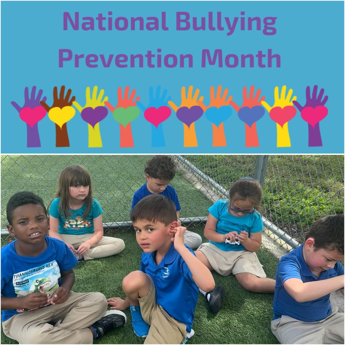 GloriaFloydES's tweet photo. 💙💪 Our GFE Falcons stand strong together! 💙 This October, we recognize National Bullying Prevention Month by uniting and wearing blue to show our commitment to kindness, respect, and inclusion. Together, we can create a school where everyone feels safe and valued! 💫 #BlueUp https://t.co/rAhSzHKETq