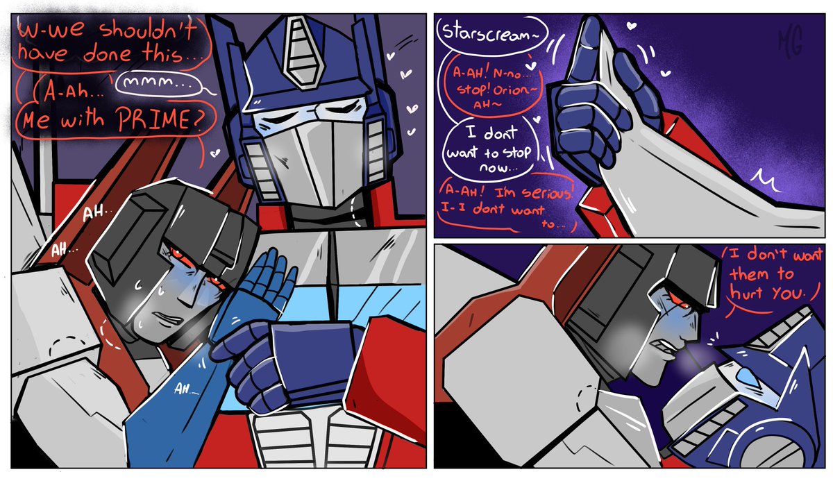 Pinkie_MG's tweet image. [Starpax/op AU]
[THE PRESENT]

Forbidden passion~ 
A leader and a traitor being one.
#starop #starscream #OptimusPrime #Transformer
