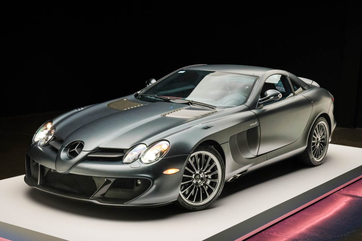 Bringatrailer's tweet photo. Now live at BaT Auctions: 5k-Mile 2005 Mercedes-Benz SLR McLaren Edition. https://t.co/ZCYf2DuD9I https://t.co/a90BO9XXTg