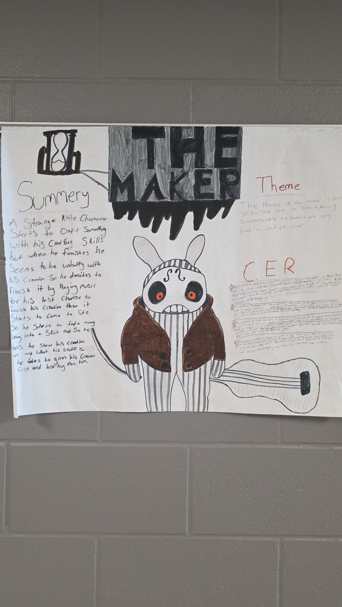SAVeteransHS's tweet image. Fantastic project alert! Mr. Fernandez's students watched The Maker & one Patriot even created their own version of the protagonist! 🤩 Watch the original short: youtube.com/watch?v=YDXOio…. Creativity and analysis shining! #PatriotNation #LevelUpLearning #JudsonISD