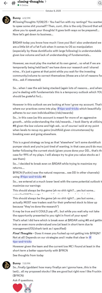 BunnyPicks's tweet image. #ClosingThoughts $FRCN

$AXXA $RDAR Welcome them (us) to the family! Right now I like you 3 motherf&amp;amp;&amp;amp;*ers