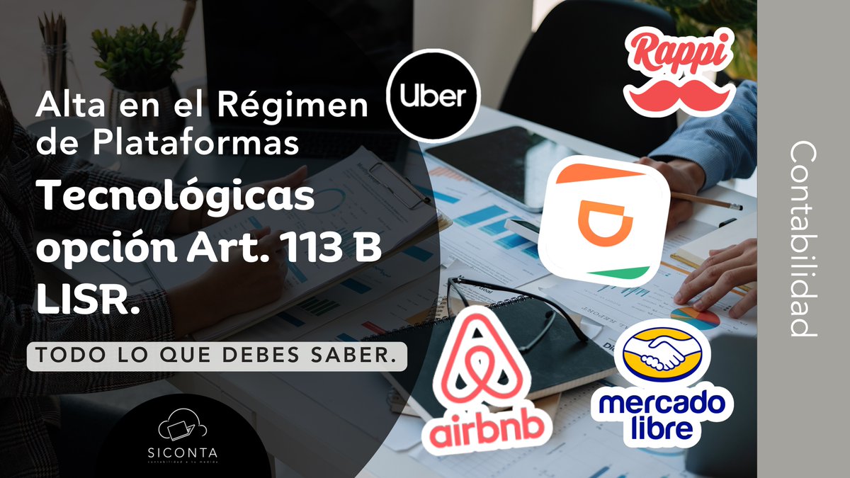 SicontaMx's tweet photo. Si trabajas con apps como Uber, Didi, Rappi,  es importante que sepas que el SAT te pide registrarte en el régimen de plataformas digitales. 💲📊 

Envíanos un mensaje al siguiente link, para ayudarte  🔗📲https://t.co/fGGxzXjxjG 

https://t.co/aNPPbZDpdg https://t.co/F2fUhwpG7l