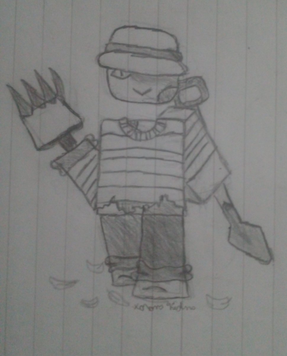 Karana_Nidna's tweet photo. Day 5 of drawing "random" roblox characters in costums:
Today we have Ooftron from #happyoofday in a Freddy Krueger costum! Thiz thing was made for last year Hallowen but I never ever posted it sooo why not now!! https://t.co/rO5UWyJqfy