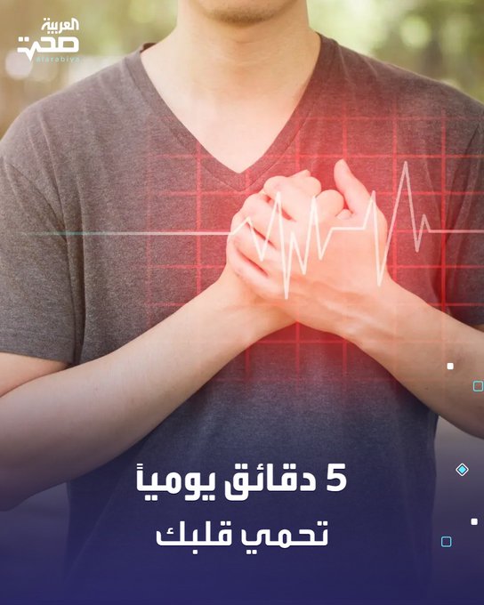 دراسة جديدة كشفت أن ممارسة التمارين لمدة 5 دقائق فقط، مرتين يوميًا، يمكن أن تحسّن صحة القلب بشكل كبير.. تمارين بسيطة مثل: صعود الدرج. المشي السريع. تحسّن اللياقة القلبية بنسبة 4.6% إلى 17% صحة _صحة 