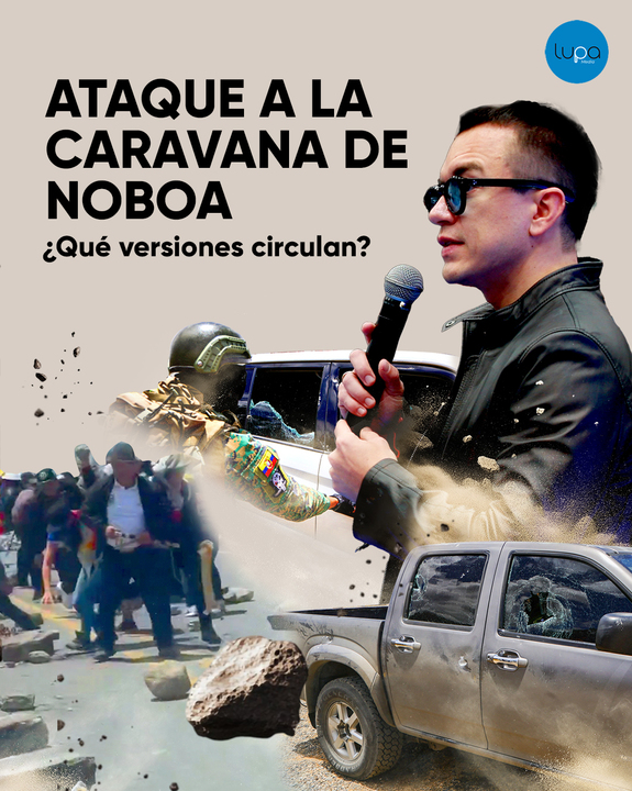 LupaMediaEC's tweet photo. 🔍#LupaTeExplica | 🚨¿Intento de magnificio en Ecuador?

El 7 de octubre, en el día 16 del paro nacional, la caravana presidencial de Daniel Noboa fue atacada en El Tambo, Cañar.

🔫El Gobierno habla de disparos, pero los videos y un informe policial preliminar no los confirman.

Te contamos lo que sabemos y falta aclarar: https://t.co/PGIW53kMtj

🧵Hilo con datos clave👇