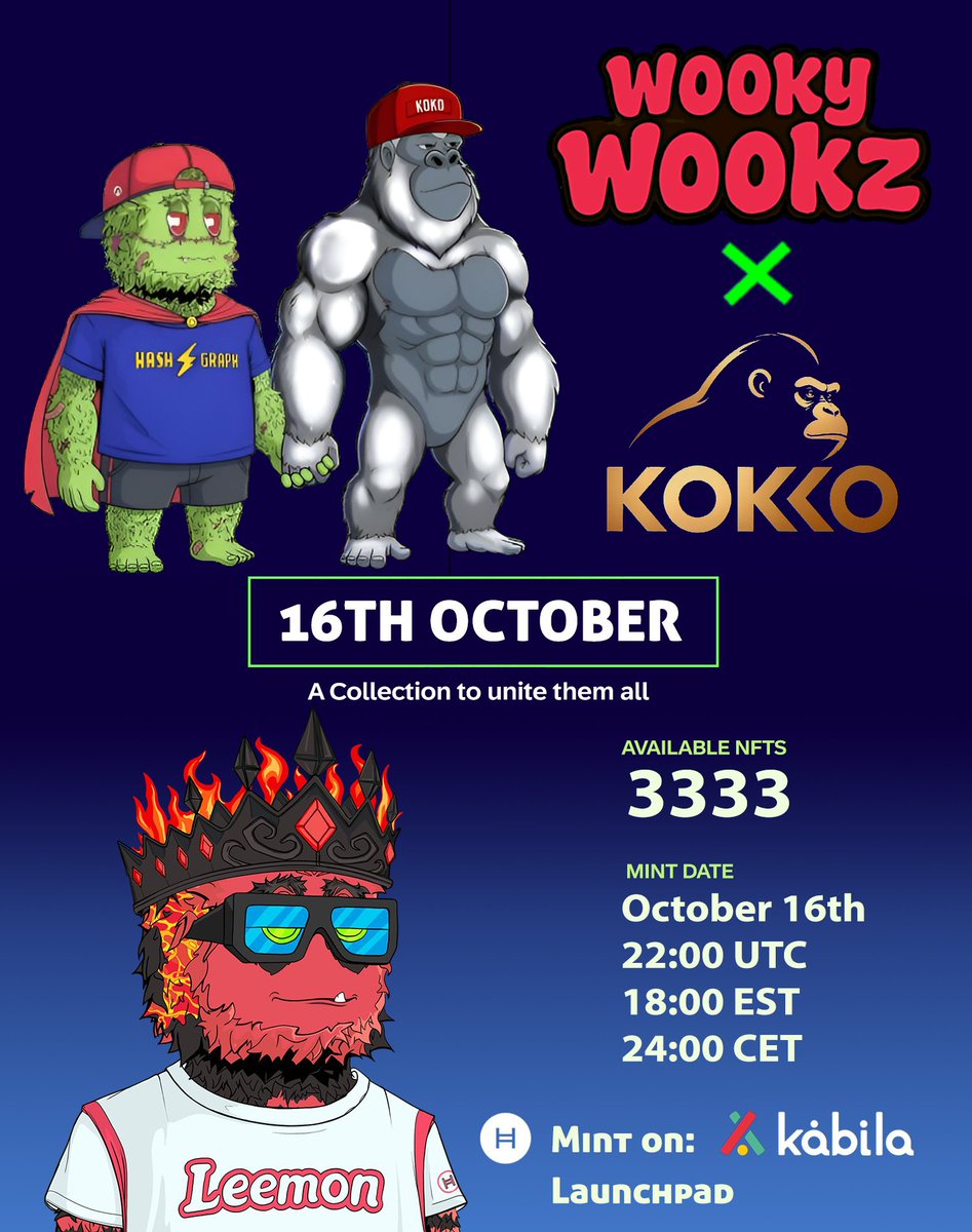KOKOxLabs's tweet image. WOOKZ x KOKO GIVEAWAY   

Prizes: 
1. 1x Wookz UNIVERSE PASS (Value: 250H) 
2. 5X WL

How to Enter: 
1. Follow @wookzman @KOKOxLabs  
2. Like and Retweet 
3. Tag 3 Friends

Ends in 72 Hrs $hbar $xrp $ada $sol $algo