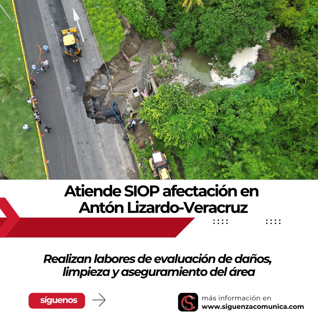 Siguenzacomunic's tweet image. La @SIOPVeracruz informa que personal técnico y maquinaria se encuentran en la carretera federal 150 Antón Lizardo-Veracruz, a efecto de reparar el socavón formado sobre el bulevar Riviera Veracruzana en el municipio de Alvarado.

siguenzacomunica.com/atiende-siop-a…