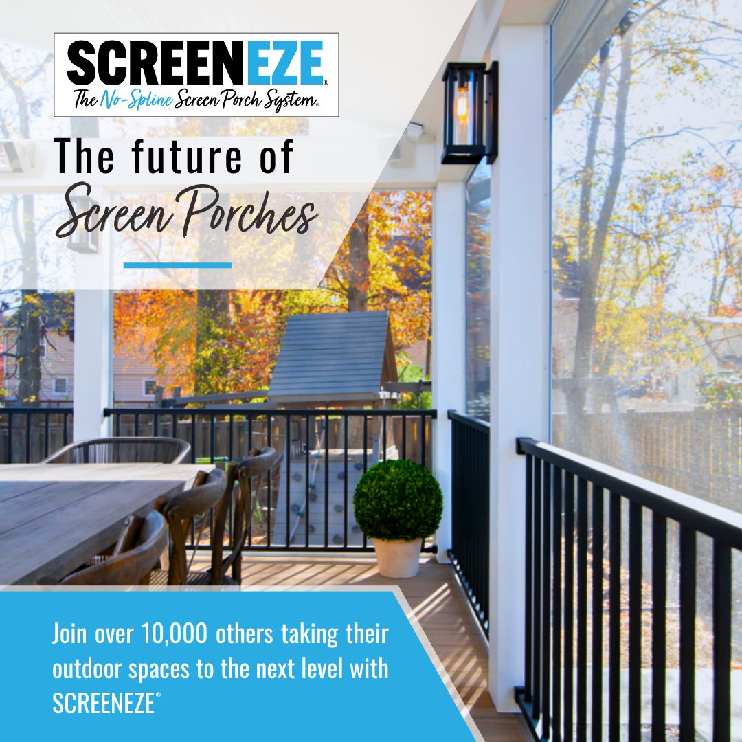 SCREENEZE's tweet image. SCREENEZE is the future of screen porches! 🍂✨ 

Join countless homeowners who are taking their outdoor spaces to the next level with our innovative screening systems. 🏡💪 

No bugs, no hassle — just porch perfection! 😎

#SCREENEZE #ScreenPorch #Fall #BackPorch #Porch #NoBugs