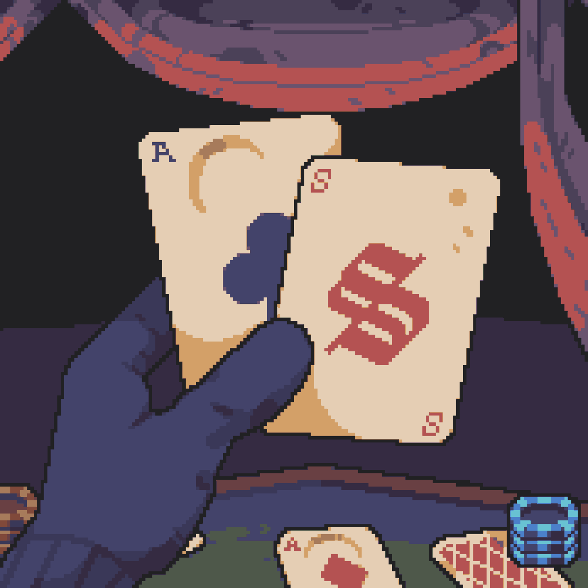 Dolero gameplay screenshot showing a hand holding Ace and Eight cards