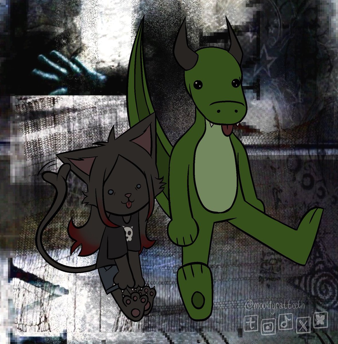 Doodles of me and <a href="/vespersartstash/">Ves🔞</a>  fursonas.