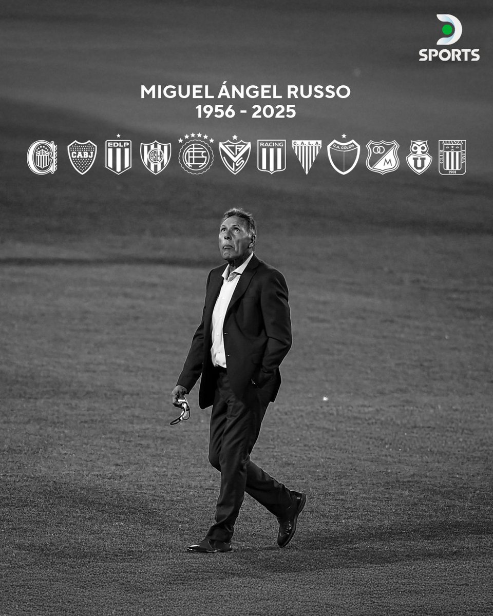 DSPORTS (@dsports) on Twitter photo MIGUEL ÁNGEL RUSSO, UN ENTRENADOR QUE DEJÓ SU HUELLA EN SUDAMÉRICA
Que en paz descanse. MIGUEL ÁNGEL RUSSO, UN ENTRENADOR QUE DEJÓ SU HUELLA EN SUDAMÉRICA
Que en paz descanse.