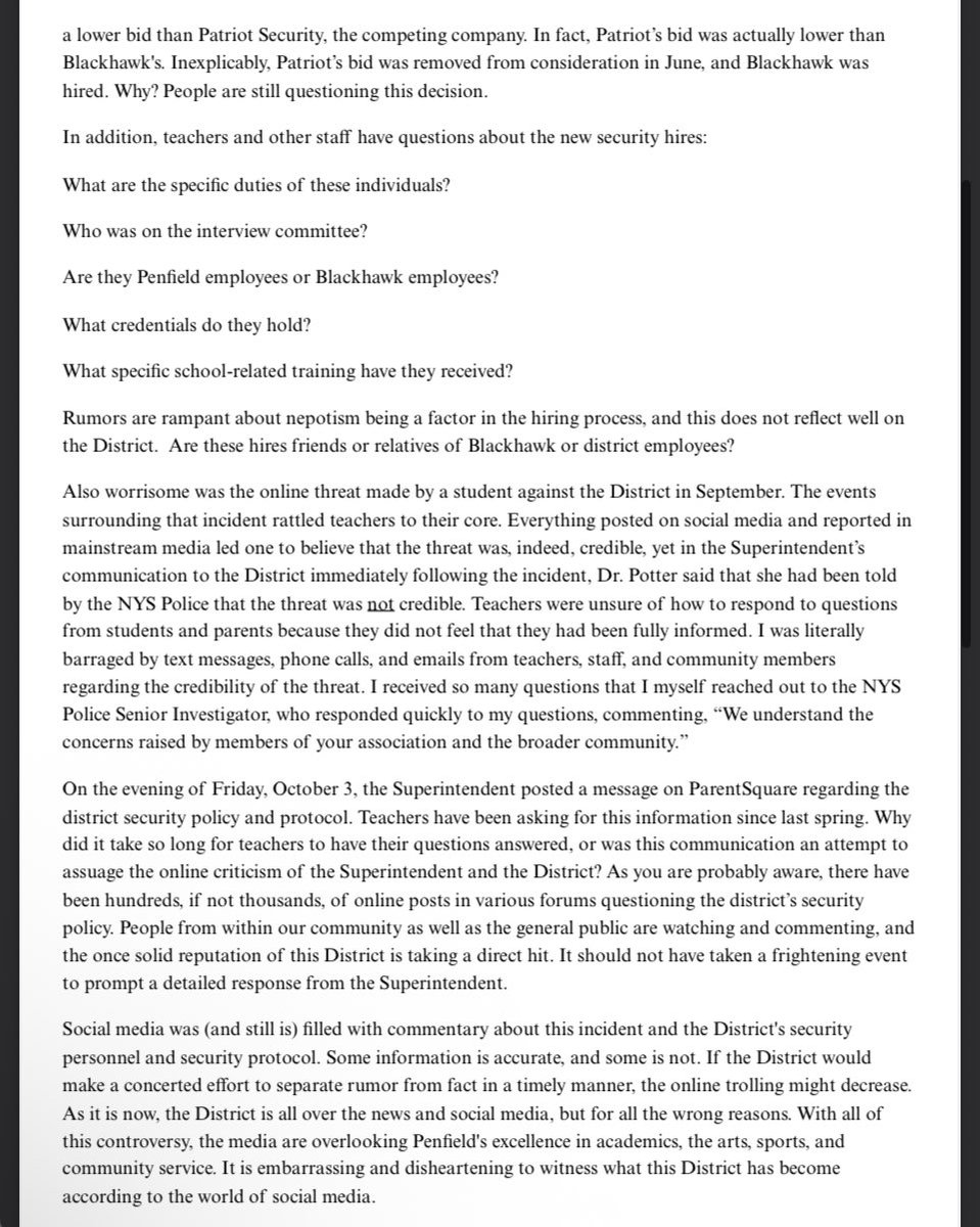 RochesterNY585's tweet image. A letter from the Penfield Education Association to the Penfield School Board.