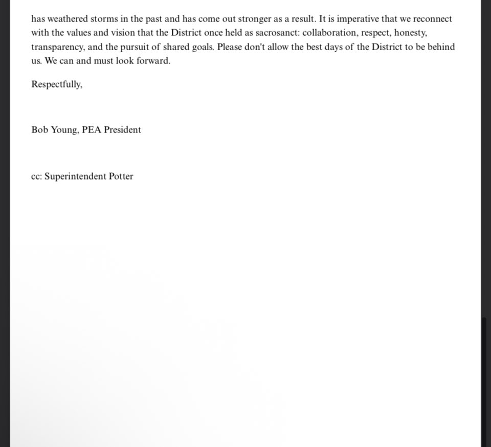 RochesterNY585's tweet image. A letter from the Penfield Education Association to the Penfield School Board.